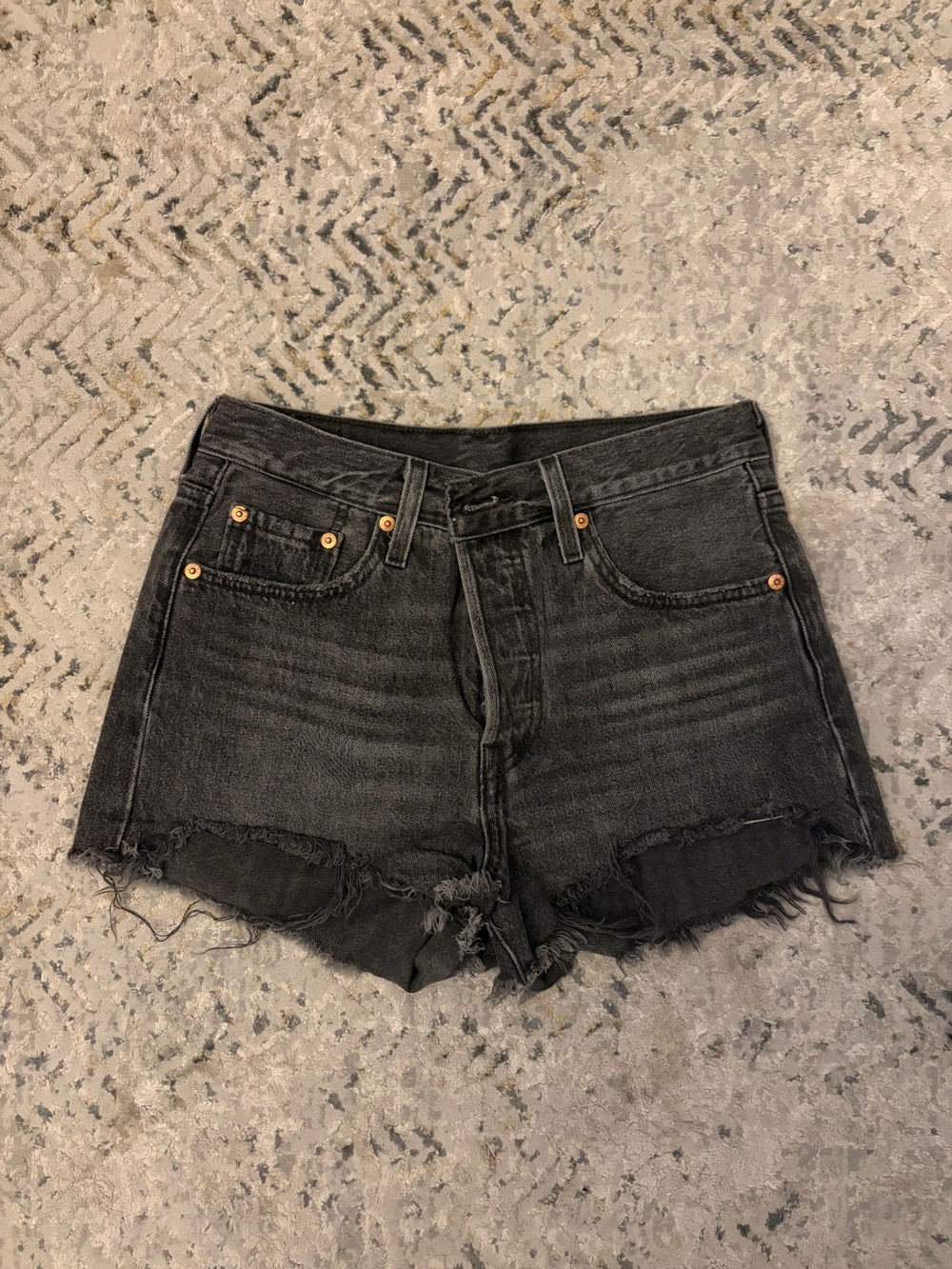 Levi's Black Distressed High-Rise Cutoff Shorts